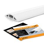 Simple Cord 4 FT White Floor Cord Cover - Protects Cables, Cords, or Wires - 3 Channel On Floor Raceway for Sidewalks or Walkways, in The Home or Office Doorways (White 4 ft)