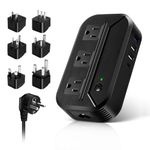 Power Converter 2300W International Step Down Voltage 220V/240V to 110V/120V w/ 4 USB 3 AC Outlets 7 Travel Plug Adapter EU/US/AU/IT/UK/IN/S. Africa for Phone Tablet Camera Laptop and More Electronics