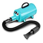 Dog Hair Dryer, 3.8HP 2800W Adjustable Strong Power Pet Dryer with Heat, Grooming Blower Hair Blaster for Large Dogs, Professional Home Use, with 4 Nozzle Heads, Blue