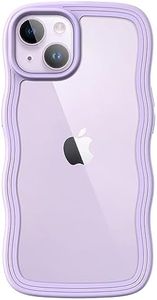 JETech Cute Case for iPhone 14 6.1-Inch, Wave Frame Curly Shape Shockproof Phone Cover for Women and Girls, Clear Hard PC Back (Purple)