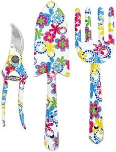 Southern Homewares Floral Design Gardening Tools, Set of 3 - Clippers, Trowel, and Weeding Fork - Cute Gardening Tools for Women, Perfect for Flower Bed Maintenance