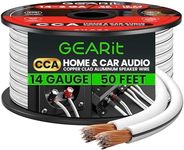 14AWG Speaker Wire, GearIT Pro Series 14 AWG Gauge Speaker Wire Cable (50 Feet / 15.24 Meters) Great Use for Home Theater Speakers and Car Speakers White