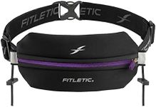 Fitletic Neo Race Belt, Black & Purple | Unique No Bounce Design for Marathon, Triathlon, Trail, 5k, 10k | Running Belt | N01R-07
