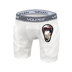 Youper Boys Youth Padded Sliding Shorts with Soft Protective Athletic Cup for Baseball, Football, Lacrosse (White Grey, Medium)