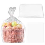 20pcs Large Clear Gift Basket Bags, Hamper Wrap Plastic Bags Plastic Hamper Wrapping Bags Set for Easter Gifts Packaging 60×70cm