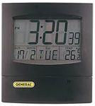 General Tools DJC381 Jumbo Display Digital Wall Clock with Time, Day, Date and Temperature, Black