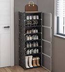 SNKR ESSENTIALS 8-Shelf Portable Shoe Rack for Home Plastic Household, Shoe Storage Organizer, Shoe Stand, Footwear Organiser with Door for Boots, Heels, Slipper Stand for Entryway or Bedroom(Black)