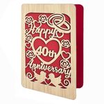 DELLA STELLA Wooden 40th Anniversary Card, Handmade 40 Year Wedding Anniversary Greeting Card, 40th Anniversary Card for Her, Him, Husband, or Wife.