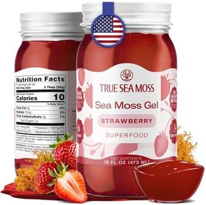 TrueSeaMoss Wildcrafted Irish Sea Moss Gel - Made with Premium Sea Vegetables - Vegan-Friendly, Supports Digestive Health - Made in USA (Strawberry, Pack of 1)