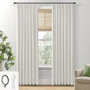 SHINELAND Ivory or Off White Curtains 84 Inches Long,Blackout Linen Pinch Pleated 7FT Curtians for Bedroom Living Room