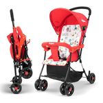 Baybee Stroller Baby Boy & Girl 0 to 3 Years | Foldable Strollers with Canopy, Parent Handle, 2-Position Adjustable Seat, 2-Point Safety Belt | Travel Pram for Kids (Red)