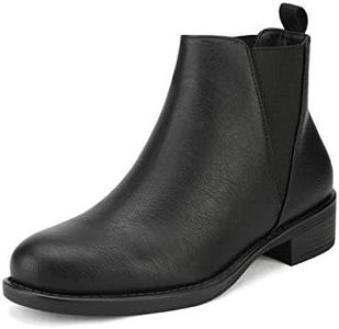 DREAM PAIRS Women's Ankle Boots Chunky Low Heel Chelsea Booties Slip On Elastic Fall Short Boots,Size 10,Black/pu,Isabella-2