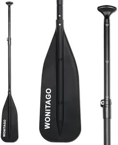 WONITAGO Canoe Paddles Aluminum Paddle with PP Blades, Floating Adjustable Canoe Paddle and Boat Paddle, 122-152 cm/4-5 Ft, Black
