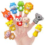 Kiddisie 10 PCS Rubber Animal Finger Puppets for Toddlers Finger Hands Party Toys for Kids Adults Party Favors Goodie Bag Fillers (Animal)