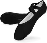 Bestgift Girls Ballet Shoes Women Dance Shoes Leather Sole Yoga Shoes Soft Black 8