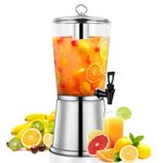 2 Gallons Beverage Dispenser With Stand, Drink Dispenser for Parties, Stainless Steel Juice Dispenser with Ice Tube and Spigot, Punch Dispenser For Parties