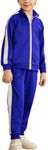 Arshiner Boy's 2 Pieces Full Zip Tracksuits Blue Sport Suits Casual Outfits Jacket & Pants Tracksuit Set