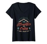 The mountain call retro vintage saying V-Neck T-Shirt