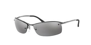 Ray Ban Sunglasses RB3183 Top Bar 004/82 Gunmetal/Grey Polarized Mirror Silver Gradient, 63mm