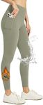 Willit Women's Fleece Lined Leggings High Waisted Winter Thermal Yoga Running Pants with Pockets 24" Sage Green XXL