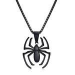 Hisatan Spiderman Necklace Spider Pendant Necklace for Men, Silver/Gold/Black Stainless Steel Spider Chain Spider Man Gifts Accessories Jewelry for Spider-man Fans Men Women, Stainless Steel, No