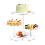 Dezzer 4 Tier Cake Stand, Acrylic Clear Cupcake Tower Stand with Tiered Tray Decor, Cupcake Holder Dessert Pastry Display Stand for Christmas Wedding Baby Shower Birthday Tea Party Events