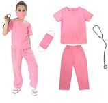 Lingway Toys Kids Pink Cotton Dr.Scrubs Costume Soft Material Realistic Suit for Children's Pretend Play 3-4years