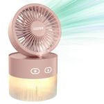 COSTAR Portable Table Fan with Mist Humidify, USB Rechargeable Fan w/Night Light, Brushless 3 Speeds Personal Mini Fan, 180° Rotate Evaporative Air Cooler 350ml Water Tank