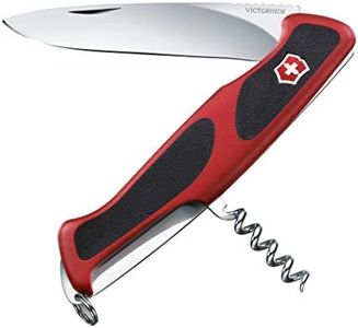 Victorinox Ranger Grip 52 Couteau de Poche Suisse, Multitool, 5 Fonctions, Lame Fixe, Tire Bouchon, Rouge/Noir