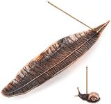 Accmor Incense Holder Set, Leaf and Snail Incense Burner, Incense Ash Catcher, Incense Sticks Holder for Counters, Meditation Room, Yoga, Home, Office, Red Copper