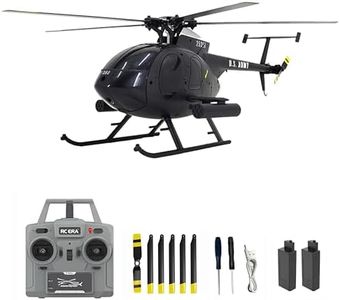 Dodoore Remote Control Helicopter, C189 MD500 RC Helicopter Model, 1/28 Scale 4CH Single-Rotor Helicopter with 6-Axis Gyro and Brushless Motor, 2.4GHz RC Aircraft for Adults, 2 Batteries (Black)