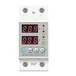 amiciSmart Automatic Over/Under Voltage And Over Load Protection (Adjustable Setting) AC With Auto Re-Connect Led Display Standard Din-Rail Mounted Single Phase 220V, 80A (White)