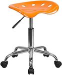 Flash Furniture Taylor Vibrant Orange Tractor Seat and Chrome Stool