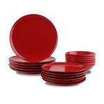 Amazon Basics 18-Piece Stoneware Dinnerware Set - Fire Engine Red, Service for 6