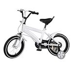 sulckcys 14 Inches Kids Bike Children's Bicycle Beginner Bike with Handbrake and Removable Training Wheels Bicycle Double Brake for Kids 3-6 Years Old Boys and Girls (White)