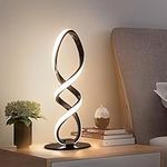 MAYNA LED Table Lamp, Spiral Black Lamp, Modern Table Light, Curved Beside Lamp, Desk Lamp, Stepless Brightness Dimmable lamp for Living Room Bedroom Office Home Study Room, 3000K