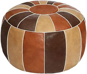 Thgonwid Unstuffed Moroccan Storage Pouf Foot Stool Ottoman Seat Handmade Faux Leather Bean Bag Floor Chair Foot Rest for Living Room, Bedroom or Balcony (Multi Color)