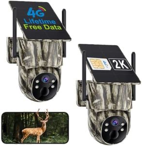 VSKY 2-Pack 4G LTE Cellular Trail Camera, 2K Pan Tilt, Lifetime Free Data | No Monthly Subscription Fee, LTE Solar Powered IP65 Outdoor Game Cam with SIM Card, Color Night Vision, 0.5s PIR, Live Feed