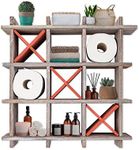 Comfify Rustic Tic-Tac-Toe Toilet Paper Holder for Bathroom – Rustic Storage Shelves for Toilet Tissue in Distressed White Color – Freestanding or Wall Mount Bath Shelves for Your Farmhouse Décor