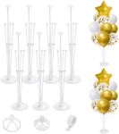 MUAEEOK 7 Set Balloon Stands for Table, 28" Height Clear Table Balloon Centerpiece Stand with 49 Balloon Cups and Glue for Birthday Party Wedding Festival Balloons Decorations (7 PACK)