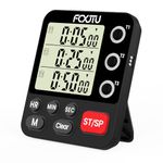 FCXJTU Digital Dual Kitchen Timer, 3 Channels Triple Independent Countdown Cooking Timer, Large Display, Loud Volume Alarm and Flashing Light with Magnetic Back, Stand, Battery Included Black