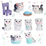 11Pcs Cute Cat Figure Ornaments,Cat Figure Set Mini Resin Cats Cake Topper Decoration Lovely Animal Figurines for Cake,Desk,Micro Landscape Ornament,DIY Fairy Garden, Home Decor