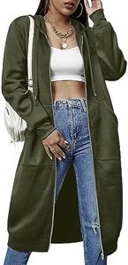 ELESOL Women's Casual Long Hoodies Sweatshirt Coat Pockets Zip up Outerwear Hooded Jacket Tops, Army Green XX-Large