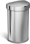 simplehuman 45L Semi-Round Sensor Can, Automatic/Touchless Kitchen Rubbish Bin, Brushed Stainless Steel, 45 L / 11.8 Gal