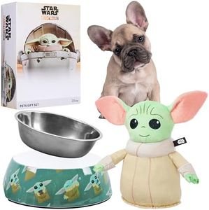 Disney Dog Bowl Set with Squeaky Toy, Baby Yoda Lilo and Stitch Cuddly Toy for Dogs with Feeding Bowl Dog (Green Baby Yoda)