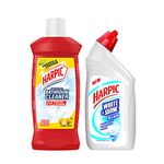 Harpic Disinfectant Bathroom Cleaner Liquid, Lemon - 1L & Harpic White and Shine Disinfectant Toilet Cleaner Bleach - 500 ml | India's # 1 Toilet Cleaner