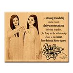 Incredible Gifts India Friendship Day Wooden Personalized Engraved Rectangular Wall Mount Photo Plaque Gifts for Best Friend (10x8-inch, Brown)