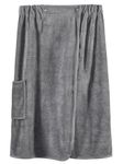 Vislivin Towel Wrap Robe for Women shower wrap robe Bath Body Towel Wrap bathrobe with Adjustable Snap Closure Grey L