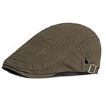 meioro Men's Newsboy Hat Flat Cap Ivy Cotton Adjustable Cabbie Driving Hats Gatsby Irish Hunting Beret Caps(Army Green)