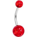 Body Candy Stainless Steel Red Acrylic Glitter Belly Button Ring